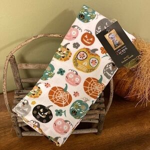 NWT! CYNTHIA ROWLEY CURIOUS FLORAL SKULL PUMPKINS HALLOWEEN KITCHEN TOWELS